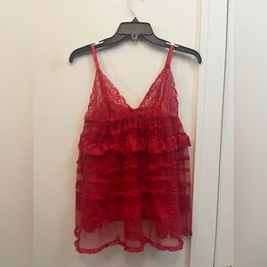 Victoria's Secret Vibrant Red Lace Babydoll Lingerie